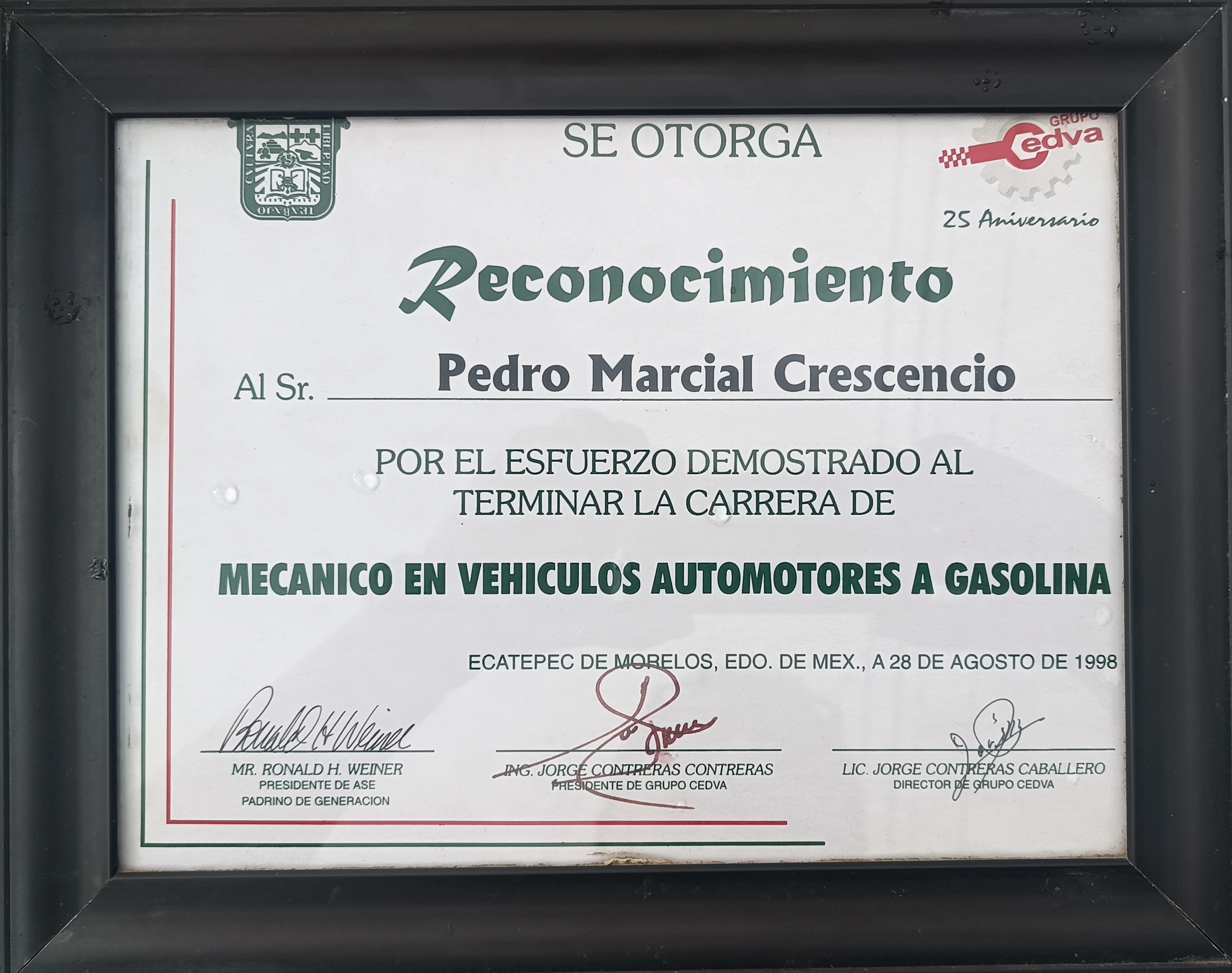Diploma curso mecánica general 1998
