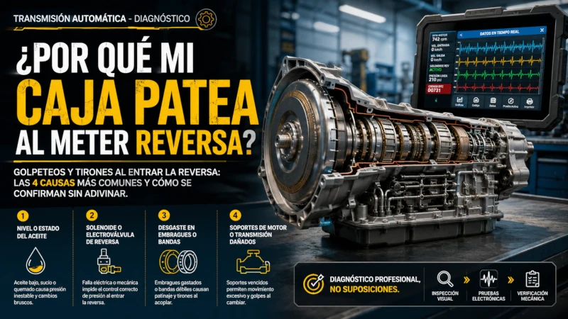 ¿Por qué mi transmisión automática patea al meter reversa?